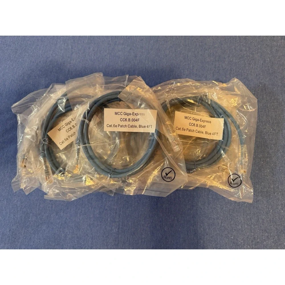 Cat. 6e Patch Cable, Blue 4FT, Qty 10, MCC Giga Express, CC6.B.004F, New In Pack